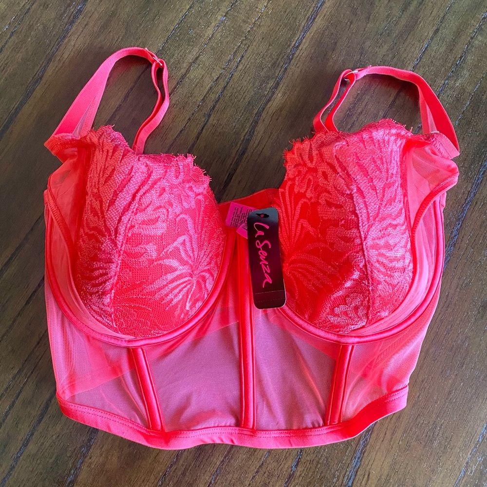 NEW LaSenza Women’s Lingerie Bra Corset Lace Bustier Top Cayenne Red La Senza
